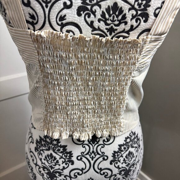 HYFVE Striped Bustier Top khaki and white striped cropped fitted sweetheart - Picture 9 of 11